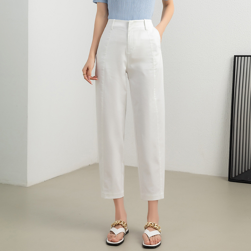 Quần culottes nữ ống rộng cạp cao chất Tencel cotton dáng chuối — Màu xanh tím than