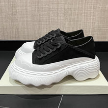 小白鞋女帆布鞋2024年春夏新款休闲鞋厚底松糕鞋增高鞋大头鞋潮鞋