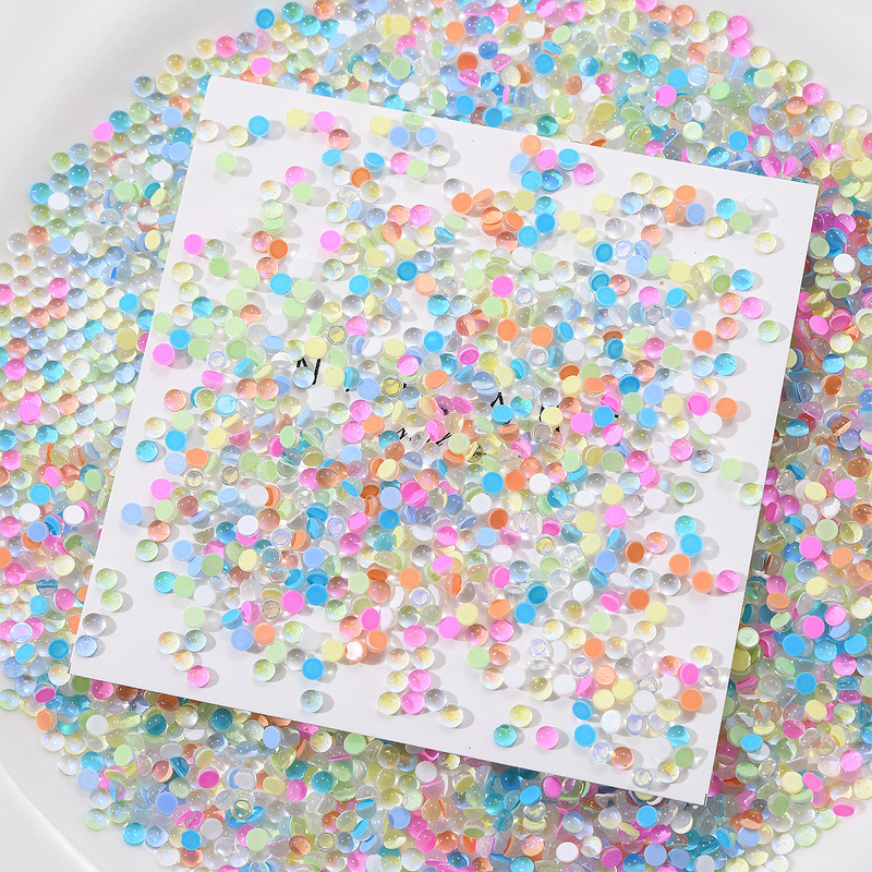 Flat Bubble Beads Nail Art Accessories People Fish Beads Mixed Color Round Diamond Nail Accessories Nail Drills Wholesale