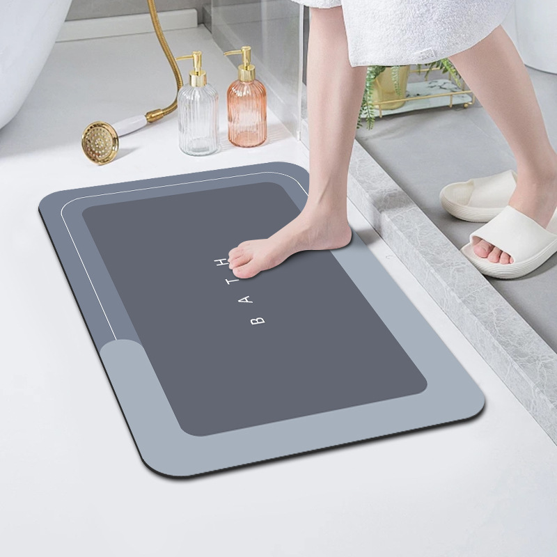 Cross-Border Bathroom Floor Mats, Strong Water-Absorbent Bathroom Floor Mats, Non-Slip, Water-Absorbent, Quick-Drying and Stain-Resistant Diatom Mud Floor Mats