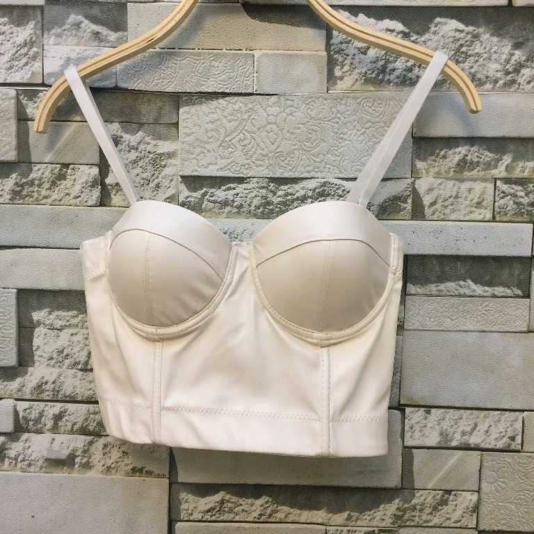 Venta caliente de cuero camisola de las mujeres de color sólido verano estiramiento chaleco versátil sexy estilo coreano corsé europeo y americano envuelto pecho chaleco