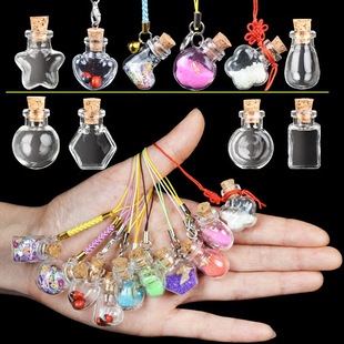Small Glass Bottle Transparent Small Shape Cork Pendant Bottle Sealed Small Bottle Pendant Glass Bottle Pendant Necklace Bottle