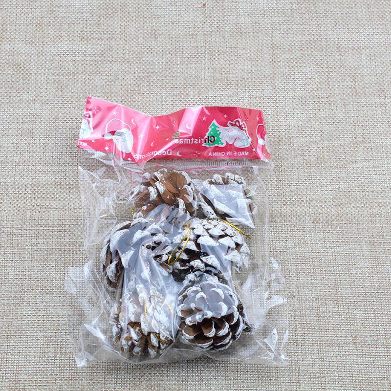 Christmas Pinecone Decorations 4CM Original Color Dye White Edge Natural Pinecone Creative Ornament Dry Flower Pinecone Wholesale
