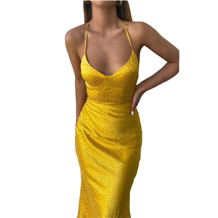 Abito donna sexy con scollo a v profondo e vita alta_voghion.com
