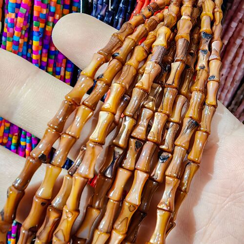Natural Freshwater Shell Multi-Color Bamboo-Shape Loose Beads, Semi-Finished DIY Handmade Beaded Shell Accessories