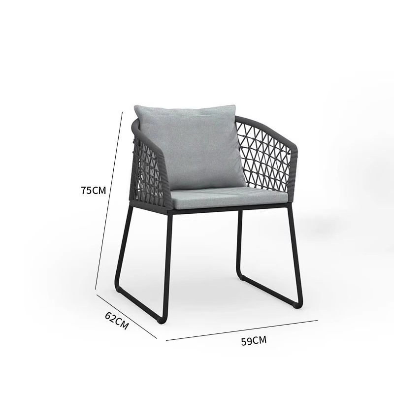 Sofá nórdico de teca al aire libre combinación de villa balcón al aire libre silla de caña ocio jardín al aire libre cuerda tejida muebles de madera maciza