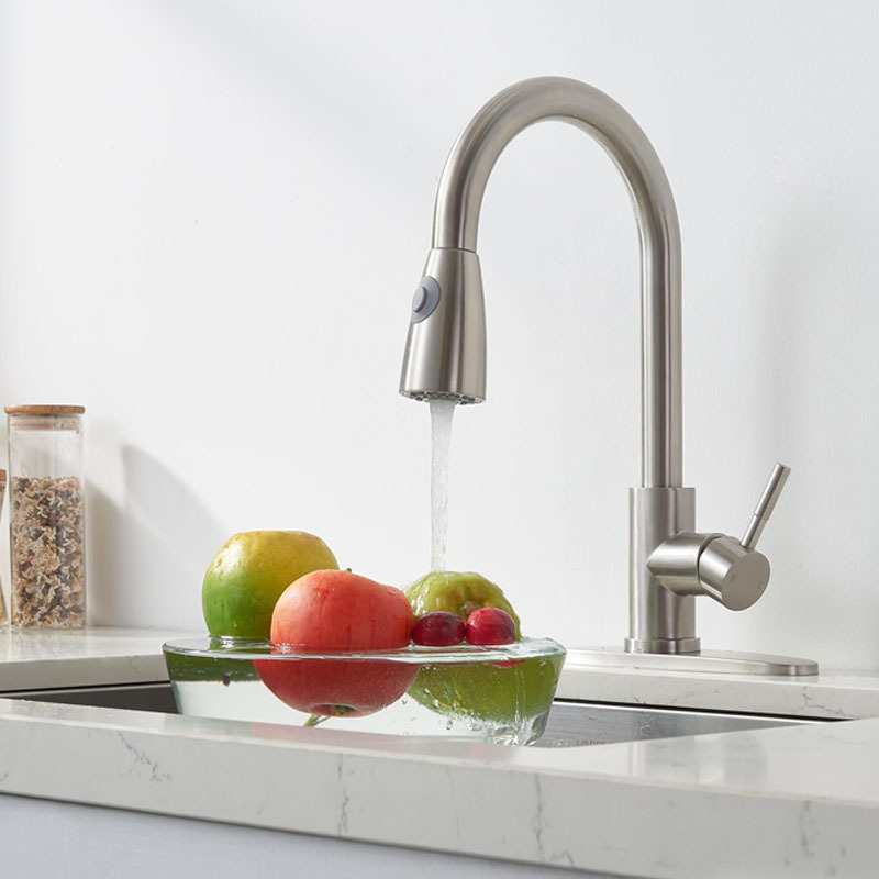 Cross-border pull-out faucet, kitchen cold and hot stainless steel telescopic rotating pull-out sink sink sink faucet Application Scenario