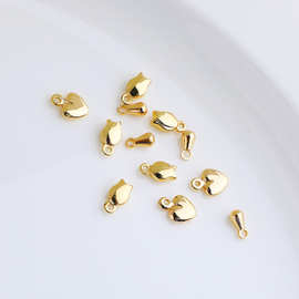 14K包金爱心小吊坠 diy手工延长链水滴花朵吊饰 饰品配件尾链挂件