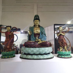 阿弥陀佛铜像铜西方三圣佛像家居南无阿弥陀佛释迦牟尼神像摆件