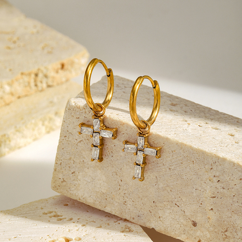 Women's Gender 1 Pair IG Style Elegant Vintage Style Cross Devil's Eye Heart Shape 304 Stainless Steel Drop Earrings