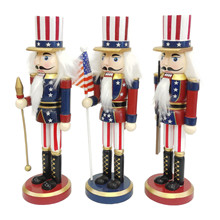 圣诞装饰桌面摆件礼物彩绘胡桃人木质木偶25.5CM美国士兵胡桃夹子