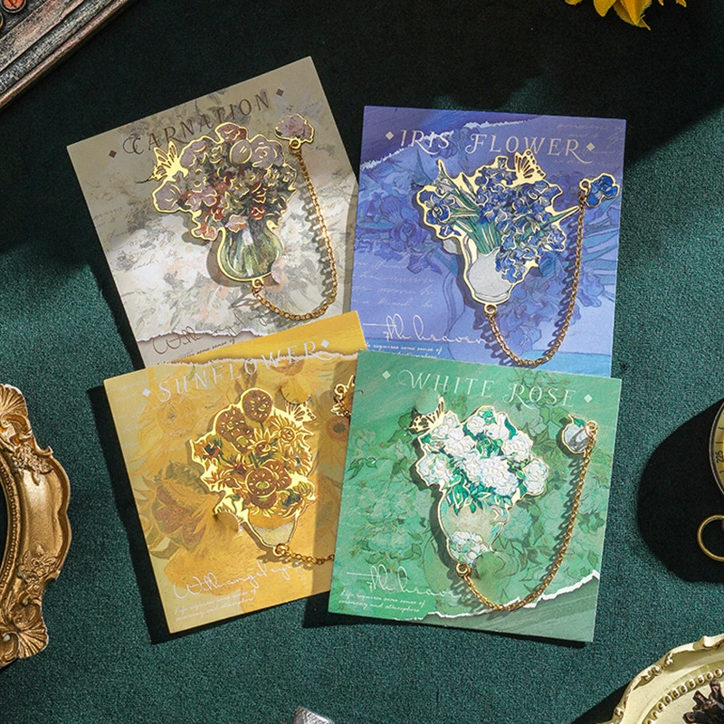 Ван Гог металлическая закладка тихая цветочная серия минималистичная высокая ценность подарка литературный стиль металлическая подвеска закладка