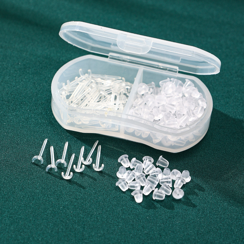 2-rejilla de oído palo con tapón de oído traje agujero de oído anti-oído tapón espárragos de oído de plástico palillo de oreja simple de silicona palo de oreja