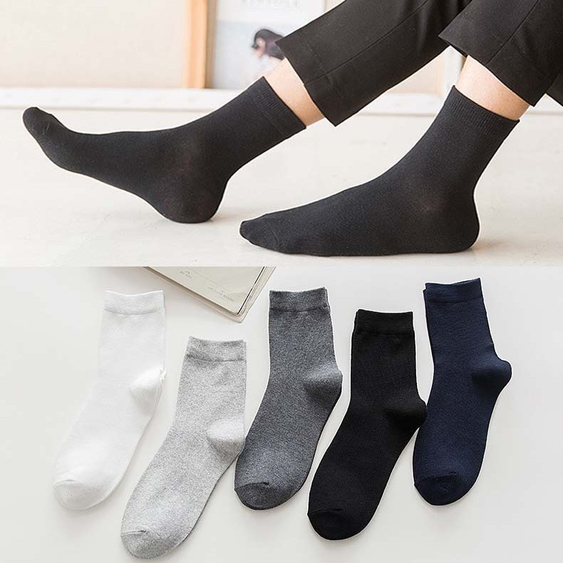 casual white solid color base thin men's autumn knee socks