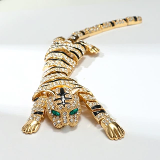 欧美夸张重工动物老虎胸针大号奢华合金镶钻高档大型老虎胸花别针