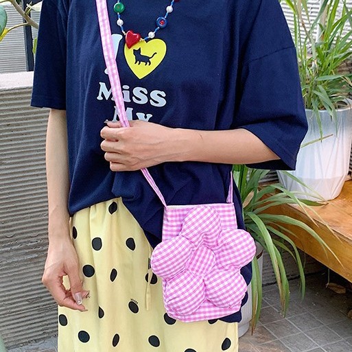 三色补丁午后花园随身包女2025新款森系百搭小包包治愈花朵斜挎包