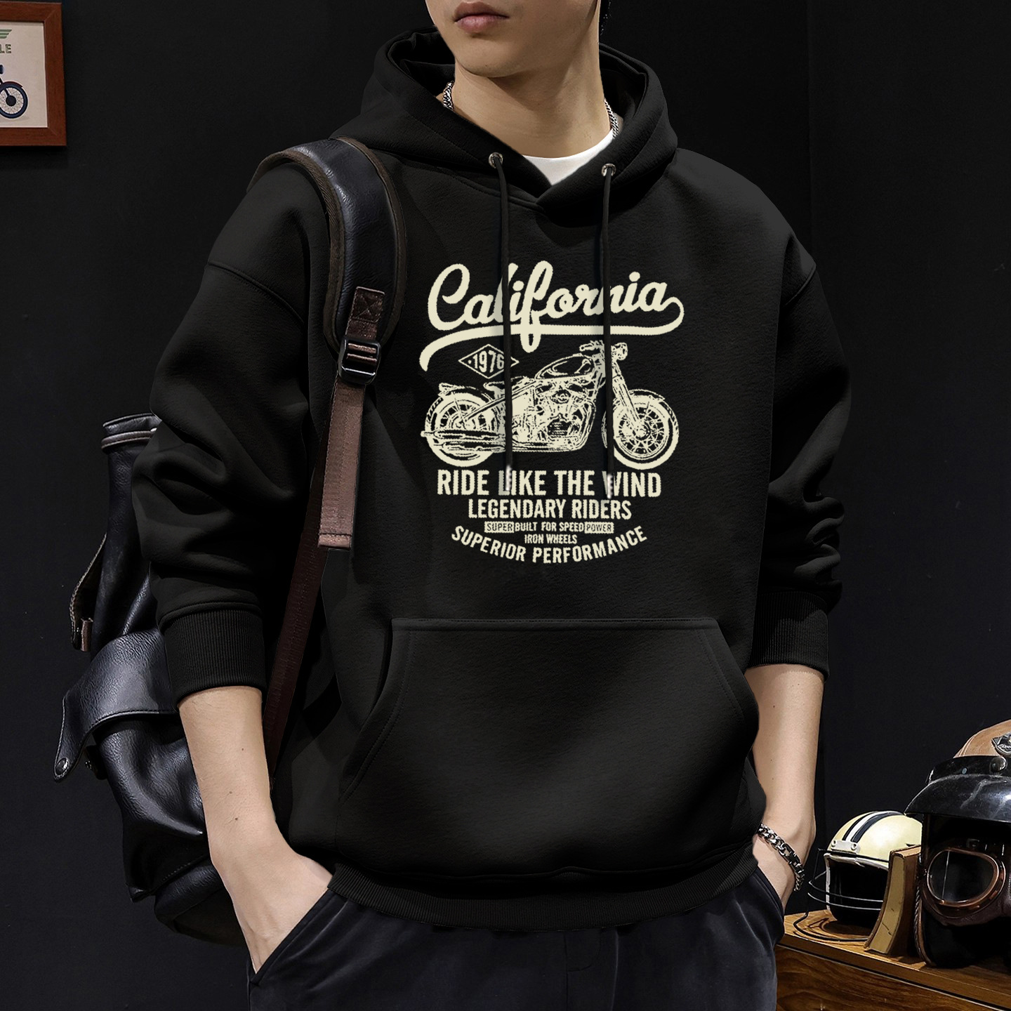 Hong Kong estilo japonés casual 420g pesado chaqueta encapuchada hombre primavera y otoño americano suelto y versátil chaqueta de pareja de estudiantes