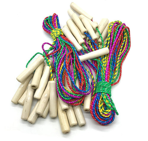 Cotton rope skipping sports fitness equipment children's skipping rope student competitive toys wooden handle plastic skipping rope 2 yuan