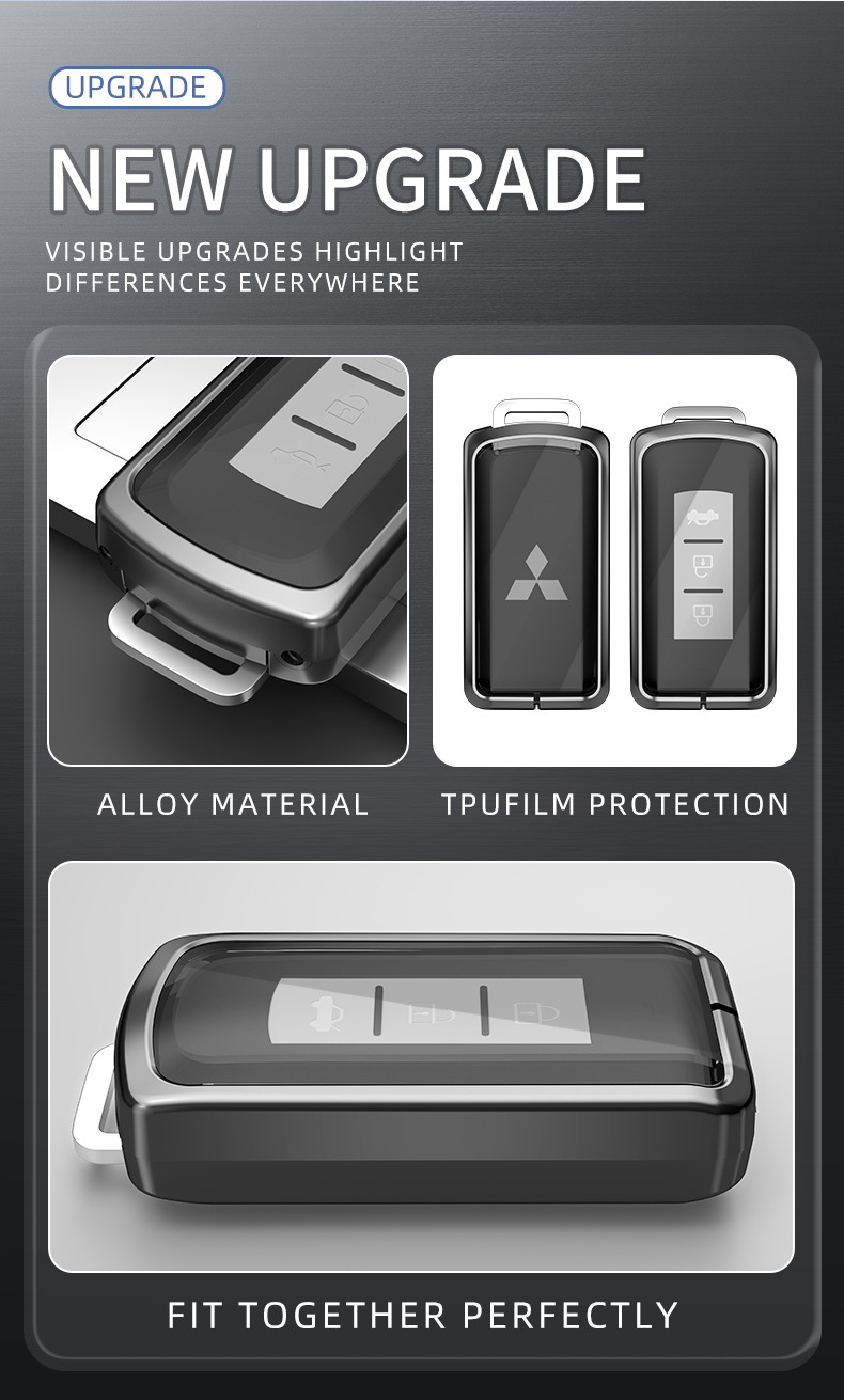 Suitable for Gac Mitsubishi Key Cover, Outlander 2023 Model, Full Coverage Classic Keychain for Eclipse Cross, Lancer Ex