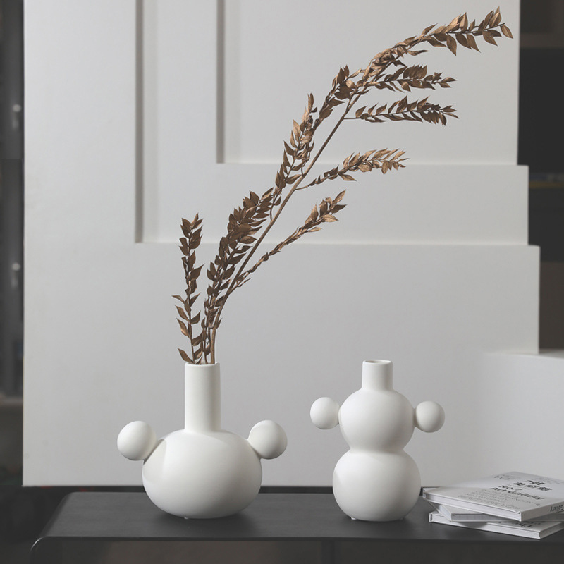 Nordic ins estilo jarrón de cerámica blanca moderna minimalista artística sala de estar decoración flor seca arreglo floral decoración suave