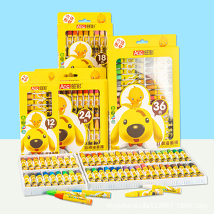 Wangcai oil painting stick children's crayon 12 color creative cartoon 36 color crayon painting set oil painting stick factory cross border