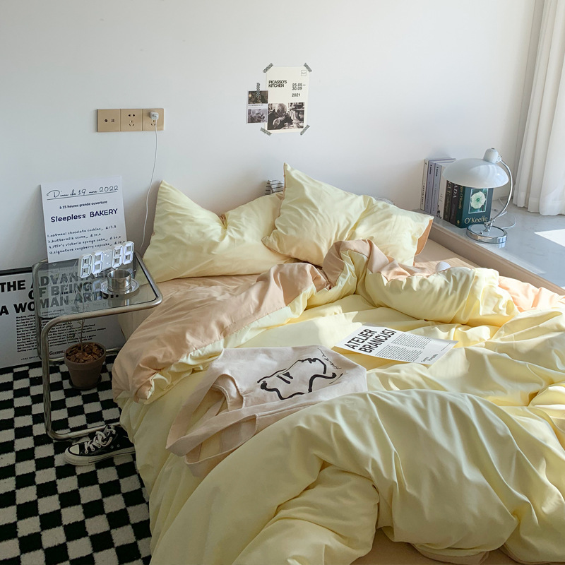 2023 Nuevo estilo INS de doble pieza de cuatro piezas conjunto 1,2 m hoja de cama sábana ajustable de tres piezas conjunto de cama de Estudiante