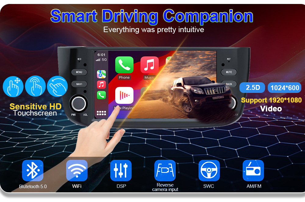 Cross-Border Compatible Fiat Punto Wireless Carplay Car Navigation Gps Android Car Dvd Bluetooth Radio