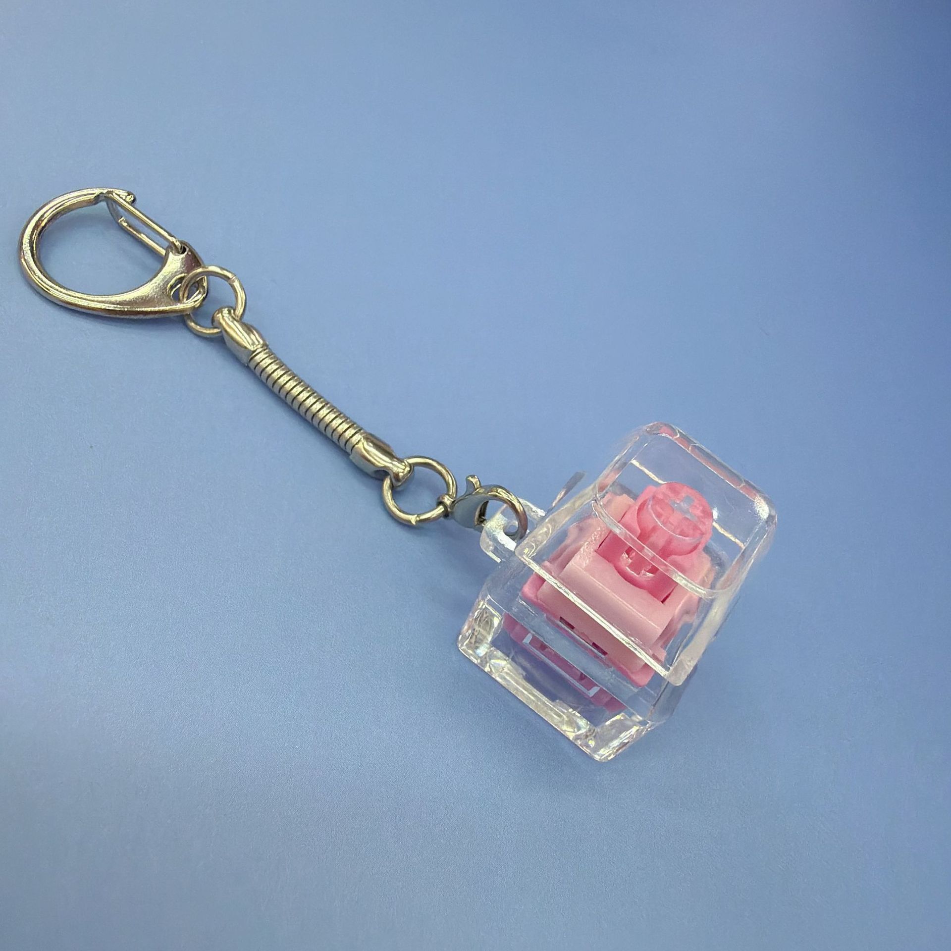Pc single button - dark pink shaft + snake bone chain