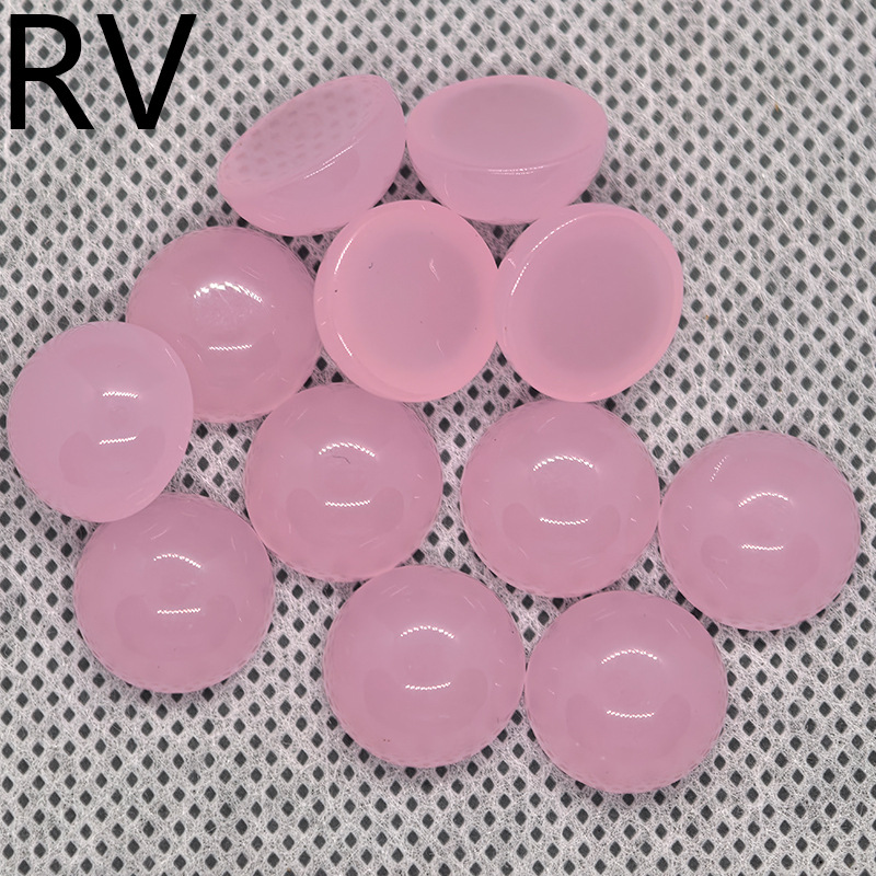 仿天然粉水晶石 圆形平底素面粉玉髓玻璃石裸石 戒面穿刺宝石贴片