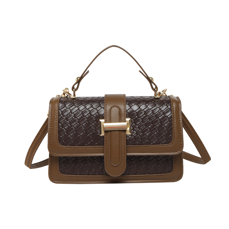 Tejido color sólido 2025 simple combinación de colores moda compras casual retro calle mensajero bolso cuadrado pequeño de un solo hombro