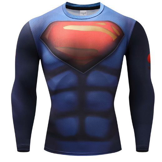 2023 Marvel Spider-Man Superman Black Panther Long Sleeve Cool Fashion Long Sleeve Tight Slim Fit High Elastic Fabric T-Shirt