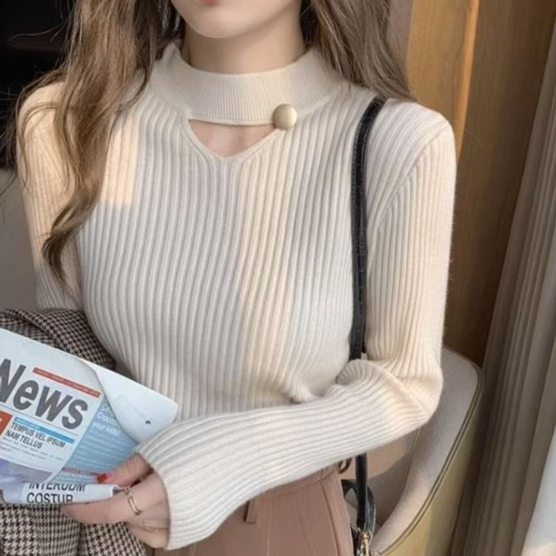 新中式针织衫女半高领打底衫秋冬新款毛衣秋冬内搭外穿上衣高级感