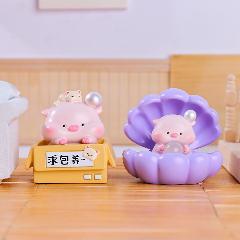 창의적이고 트렌디한 놀이 작은 돼지 숨바꼭질 블라인드 박스 귀여운 인형 장식품 데스크탑 자동차 장식 공장 직접 판매