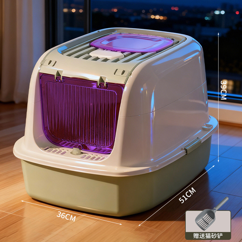 Cajón de arena para gatos super grande totalmente cerrado anti-spillado ultravioleta inodoro para gatos artículos para mascotas de plástico arena para gatos