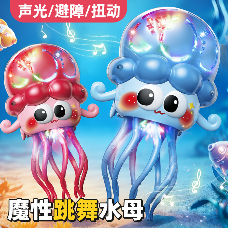 Cross-border electric magic dancing octopus toy for children, educational omnidirectional obstacle-avoiding sensor light and music jellyfish wholesale