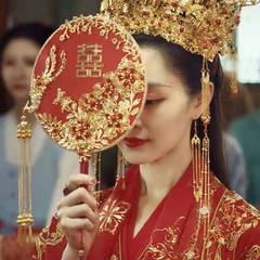 花嫁扇子結婚喜扇高級完成品中国式結婚式手作りdiy材料包秀イネ服両面団扇
