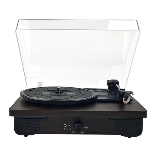 T03L Retro Chinese Record Player Multifunction Ornament Retro Phonograph Antique Wood-Made Black Record Player