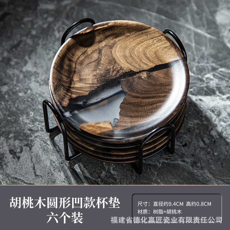 Yabai posavasos de madera simple junta de aislamiento de resina japonesa arte del té juego de té de Kung Fu taza de té estera bandeja de té ceremonia del té Accesorios