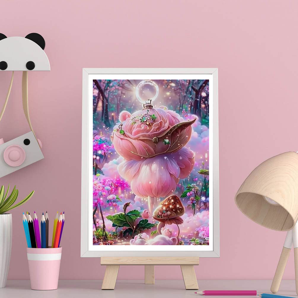 Pintura de Diamantes DIY con Diseño de Flores de Paisaje de Estilo Nuevo, Pintura de Diamantes Hecha a Mano con Diamantes Redondos y Cuadrados, Pintura de Pegatinas de Diamantes Simple al por Mayor