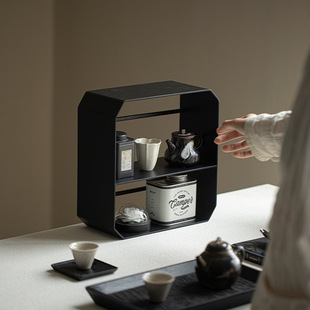 Handmade Iron Tea Shed, New Chinese Tea Set, Teapot Display, Ancient Shelf, Multi-Treasure Cabinet, Desktop Storage Cup Holder
