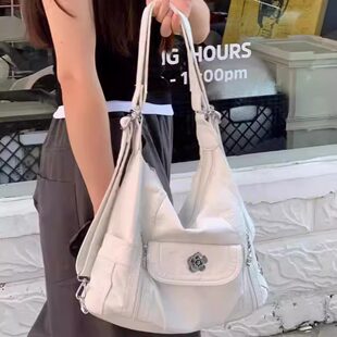 Retro capacious backpack, one-shoulder bag, high-end, genuine leather