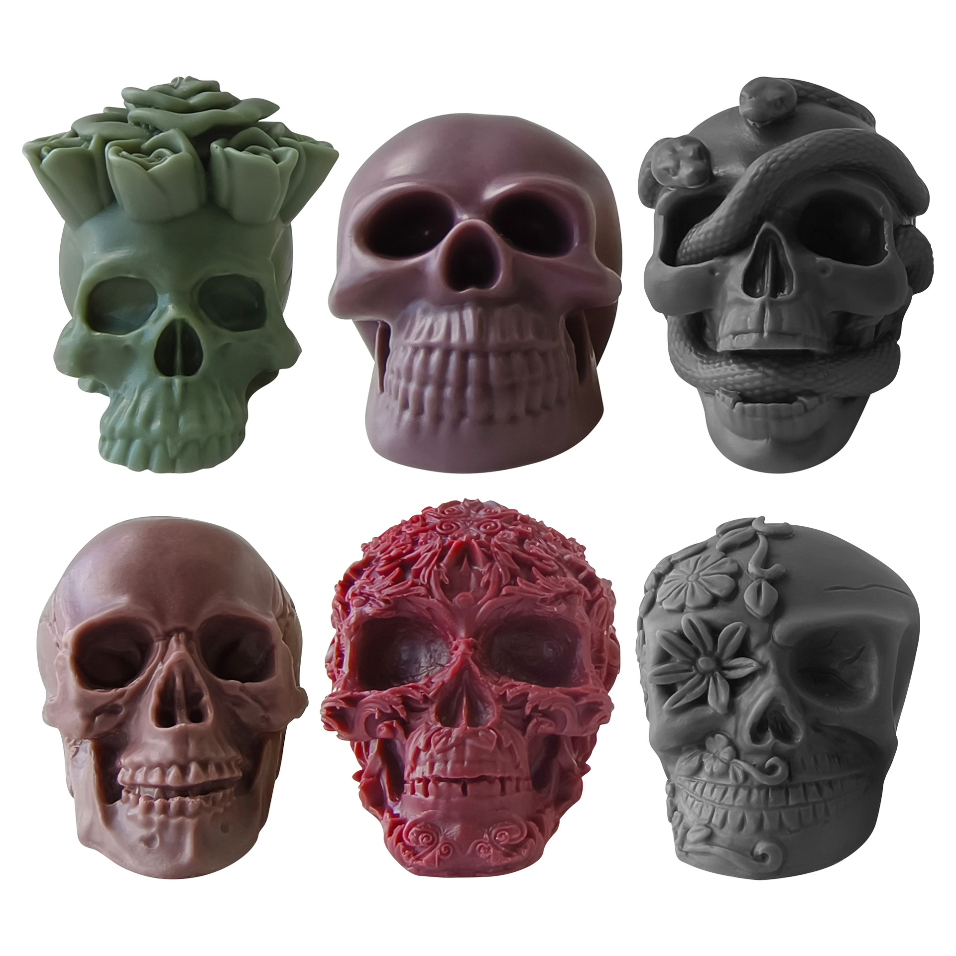 Jiahuimei Calavera de Halloween Aromaterapia Molde Vela DIY Vela de yeso de Pascua Abrasivo de silicona