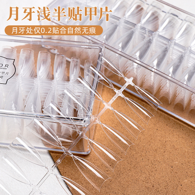 Alta calidad de tallado libre de molienda de la Media Luna Japonesa C Radian semi-stick hoja de uñas ultra-delgada transparente extensión de desgaste para manicura