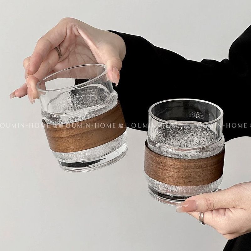 Ins Japanese-Style High-End Hanging Ice Cup High-Value Cold Drink Cup Niche Design Beer Cup Whiskey Cup Glass Cup
