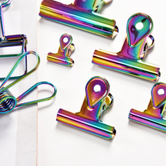 Colorful, Hollow-Out Long-End Paper Clips & Tail Clips | Office Stationery, Document Folder, Stainless Steel Metal Storage Fish-Tail Design