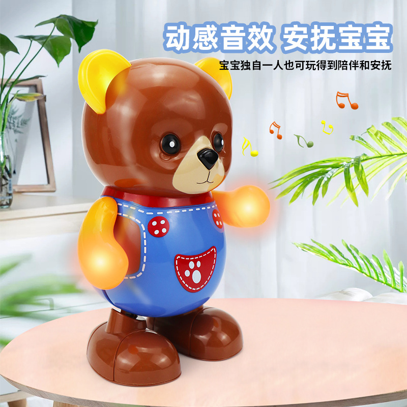 TikTok Net red mismo estilo puesto en el mercado nocturno juguetes inteligentes Música eléctrica transfronteriza bailando oso colorido luz niños y niñas
