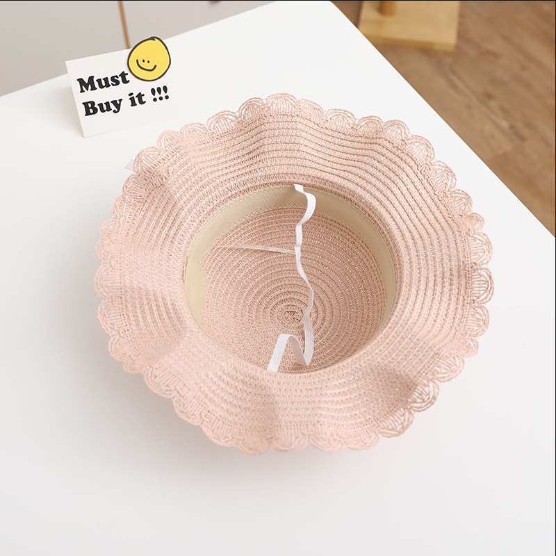 Ensemble de chapeaux de paille d'été pour enfants, disponible en plusieurs couleurs, dont beige et rose.