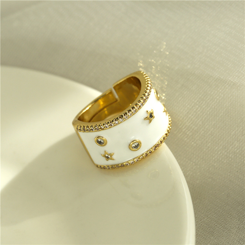 New Fashion Oil Drop Copper Micro-inlaid Zircon Open Ring display picture 2