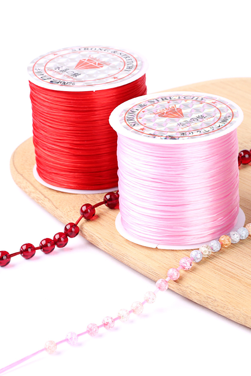 Suministro 0,8mm cuentas de cristal planas hilo elástico extensión del pelo accesorios DIY material de cuentas cuerda pulsera cuerda al por mayor