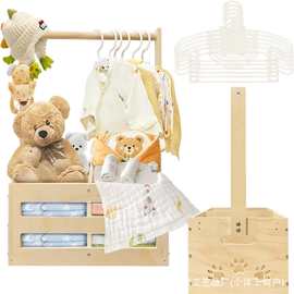 跨境实木婴儿收纳筐手提式宝宝玩具收纳提篮实木婴儿淋浴收纳篮